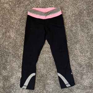 Lululemon Black and Pink Cropped Leggings